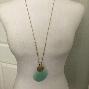 Gold necklace with aqua moonstone